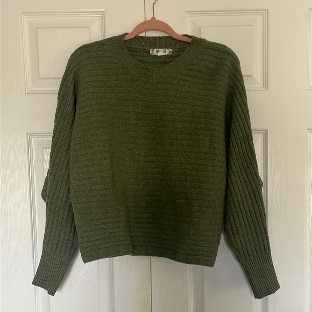 Olive Green Ribbed Sweater